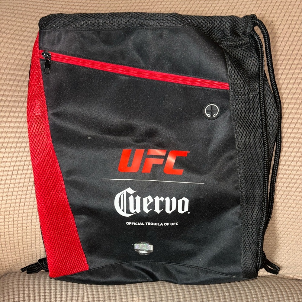 UFC Cuervo Drawstring Backpack Black Red Gym Bag Promo Official Tequila of UFC